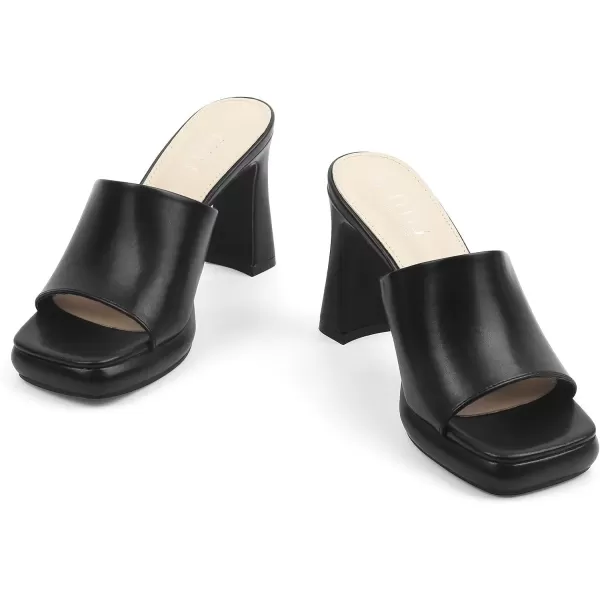 MUSSHOE High Platform Sandals for Women Square Toe Chunky Heel Block Heeled Sandals Slip On Open Toe Comfortable Sandals