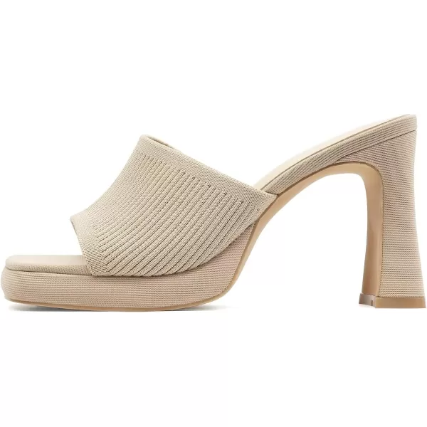 MUSSHOE High Platform Sandals for Women Square Toe Chunky Heel Block Heeled Sandals Slip On Open Toe Comfortable Sandals