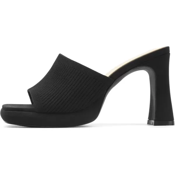 MUSSHOE High Platform Sandals for Women Square Toe Chunky Heel Block Heeled Sandals Slip On Open Toe Comfortable Sandals