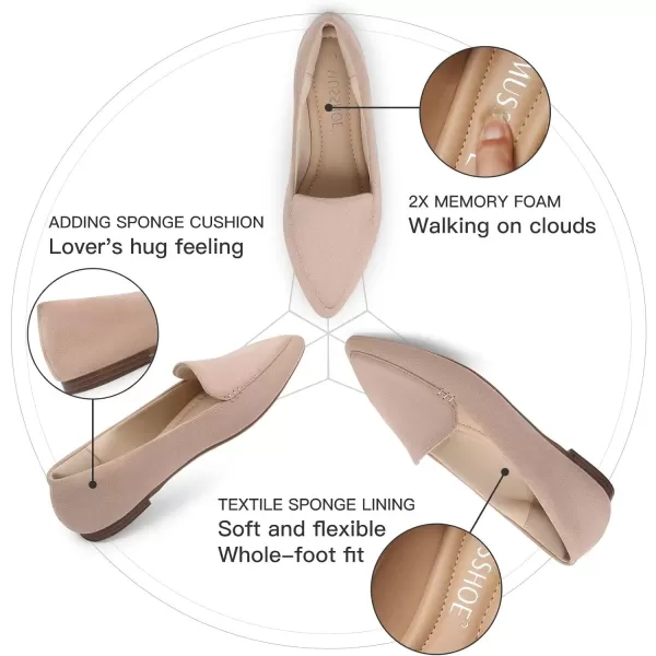 MUSSHOE Loafers for Women Comfortable Pointed Toe Memory Foam Women's Loafers