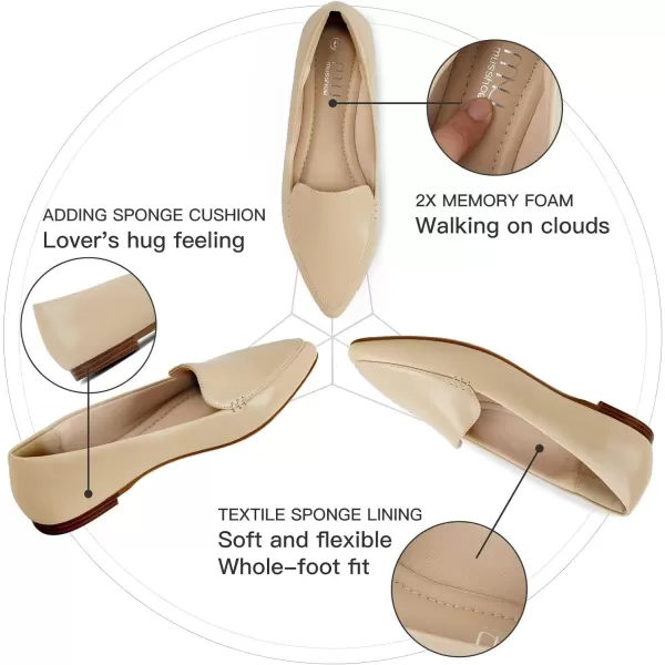 MUSSHOE Loafers for Women Comfortable Pointed Toe Memory Foam Women's Loafers