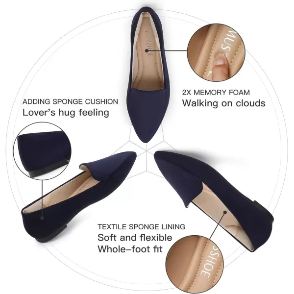 MUSSHOE Loafers for Women Comfortable Pointed Toe Memory Foam Women's Loafers