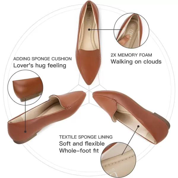 MUSSHOE Loafers for Women Comfortable Pointed Toe Memory Foam Women's Loafers