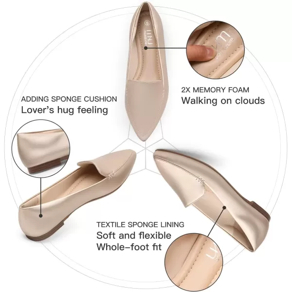 MUSSHOE Loafers for Women Comfortable Pointed Toe Memory Foam Women's Loafers