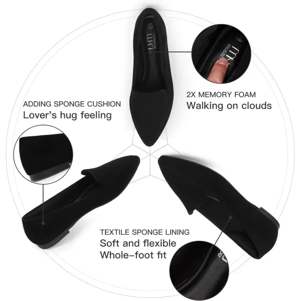 MUSSHOE Loafers for Women Comfortable Pointed Toe Memory Foam Women's Loafers