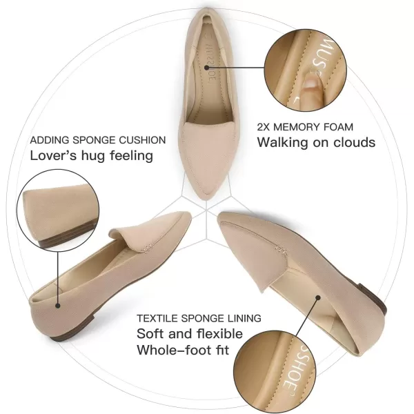 MUSSHOE Loafers for Women Comfortable Pointed Toe Memory Foam Women's Loafers
