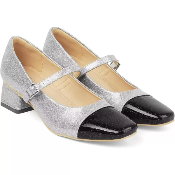 MUSSHOE Mary Jane Shoes Low Heel Women's Pumps Chunky Block Heel Comfortable Dress Shoes Square Cap Toe Adjustable Strap