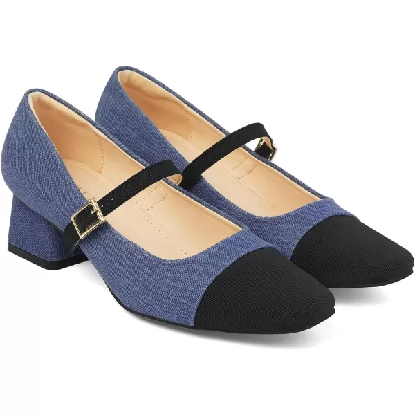 MUSSHOE Mary Jane Shoes Low Heel Women's Pumps Chunky Block Heel Comfortable Dress Shoes Square Cap Toe Adjustable Strap