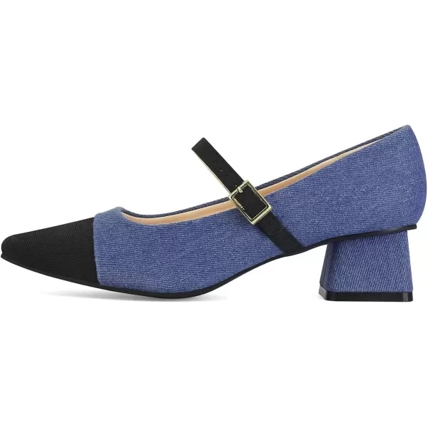 MUSSHOE Mary Jane Shoes Low Heel Women's Pumps Chunky Block Heel Comfortable Dress Shoes Square Cap Toe Adjustable Strap