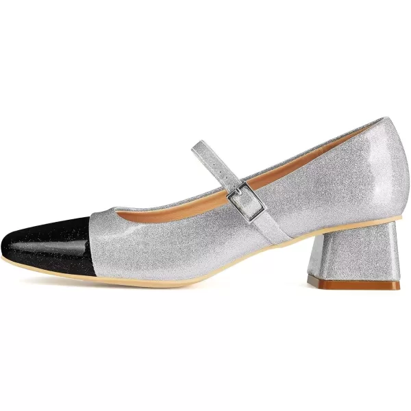 MUSSHOE Mary Jane Shoes Low Heel Women's Pumps Chunky Block Heel Comfortable Dress Shoes Square Cap Toe Adjustable Strap