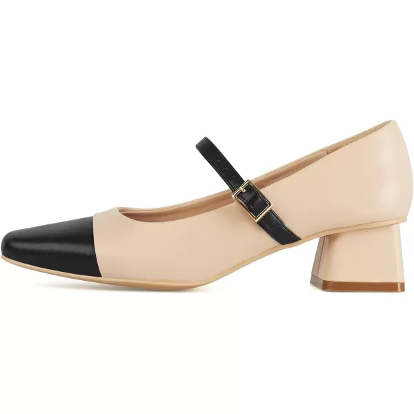 MUSSHOE Mary Jane Shoes Low Heel Women's Pumps Chunky Block Heel Comfortable Dress Shoes Square Cap Toe Adjustable Strap