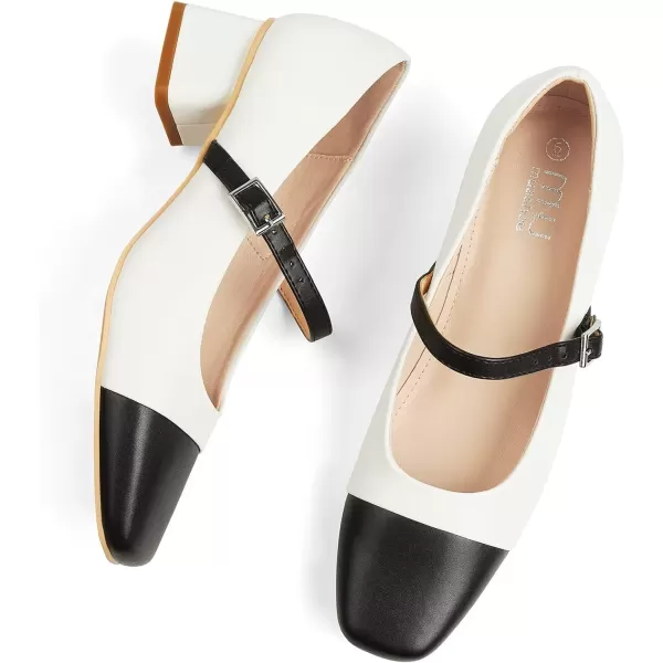 MUSSHOE Mary Jane Shoes Low Heel Women's Pumps Chunky Block Heel Comfortable Dress Shoes Square Cap Toe Adjustable Strap