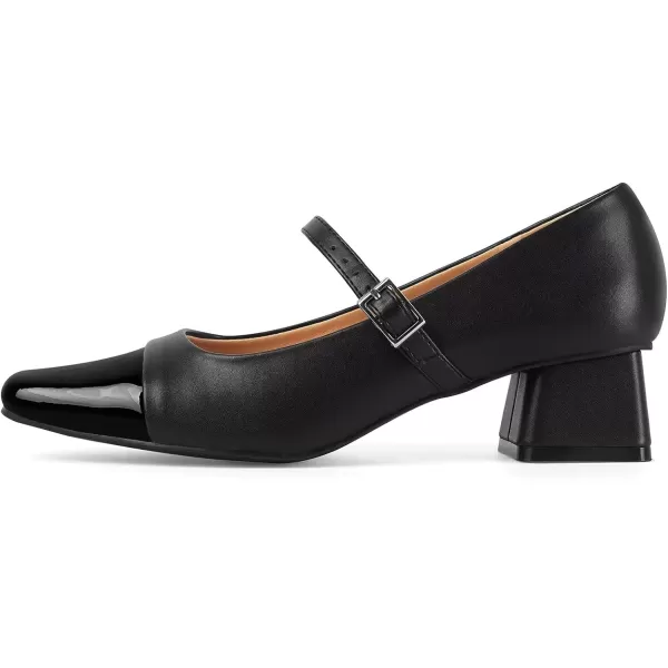 MUSSHOE Mary Jane Shoes Low Heel Women's Pumps Chunky Block Heel Comfortable Dress Shoes Square Cap Toe Adjustable Strap