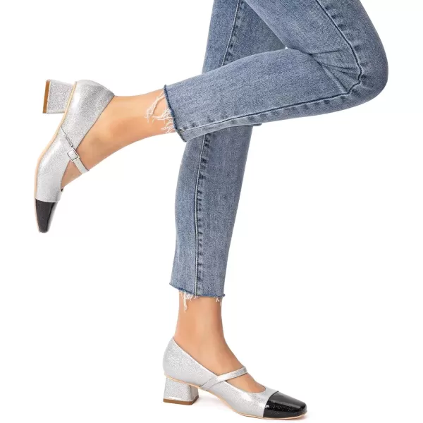 MUSSHOE Mary Jane Shoes Low Heel Women's Pumps Chunky Block Heel Comfortable Dress Shoes Square Cap Toe Adjustable Strap