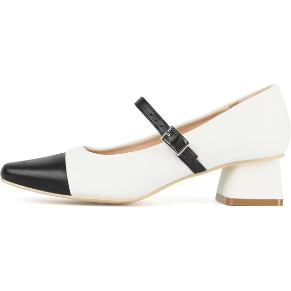 MUSSHOE Mary Jane Shoes Low Heel Women's Pumps Chunky Block Heel Comfortable Dress Shoes Square Cap Toe Adjustable Strap