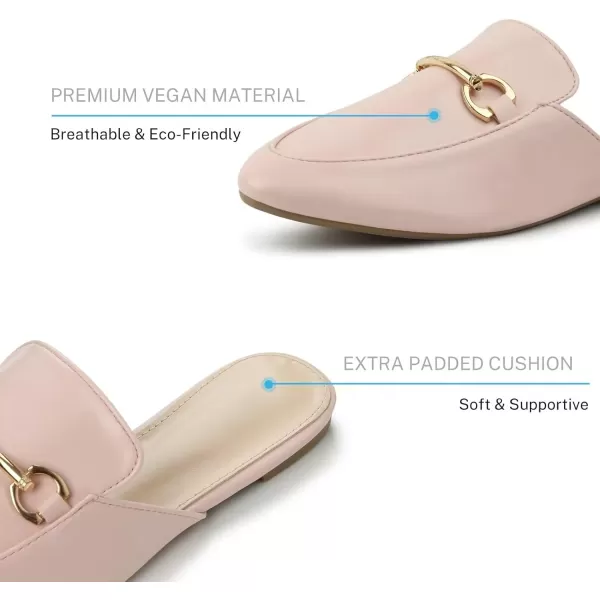 MUSSHOE Mules for Woman Buckle Flats Comfortable Slip on Women Mules Flats Shoes Backless Loafers