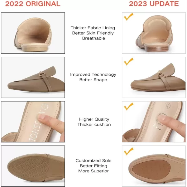 MUSSHOE Mules for Woman Buckle Flats Comfortable Slip on Women Mules Flats Shoes Backless Loafers