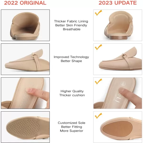 MUSSHOE Mules for Woman Buckle Flats Comfortable Slip on Women Mules Flats Shoes Backless Loafers
