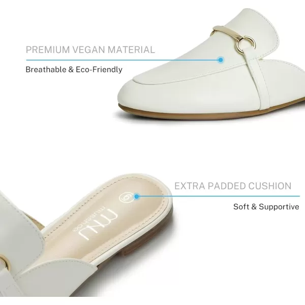 MUSSHOE Mules for Woman Buckle Flats Comfortable Slip on Women Mules Flats Shoes Backless Loafers