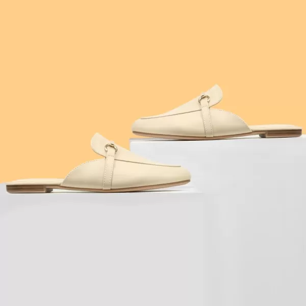 MUSSHOE Mules for Woman Buckle Flats Comfortable Slip on Women Mules Flats Shoes Backless Loafers