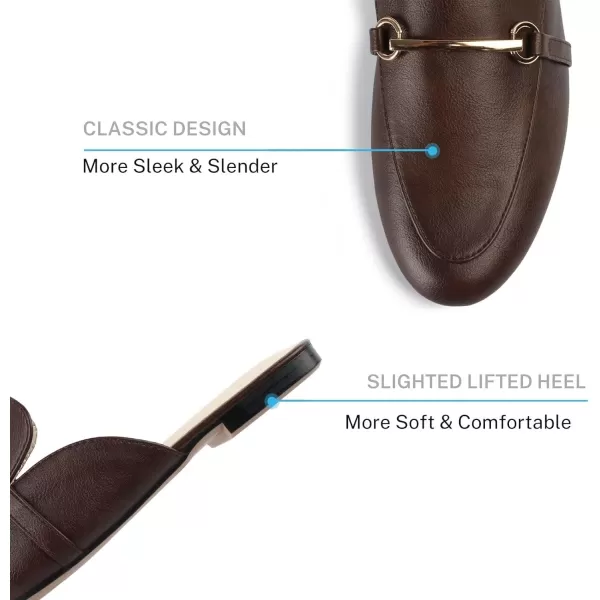 MUSSHOE Mules for Woman Buckle Flats Comfortable Slip on Women Mules Flats Shoes Backless Loafers