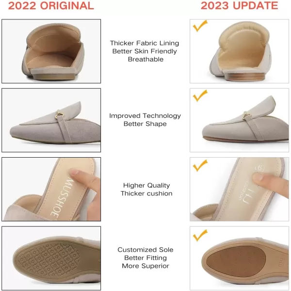 MUSSHOE Mules for Woman Buckle Flats Comfortable Slip on Women Mules Flats Shoes Backless Loafers