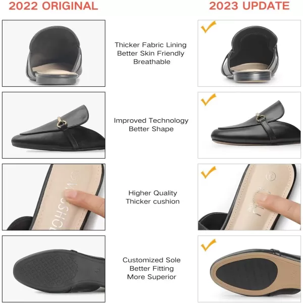MUSSHOE Mules for Woman Buckle Flats Comfortable Slip on Women Mules Flats Shoes Backless Loafers