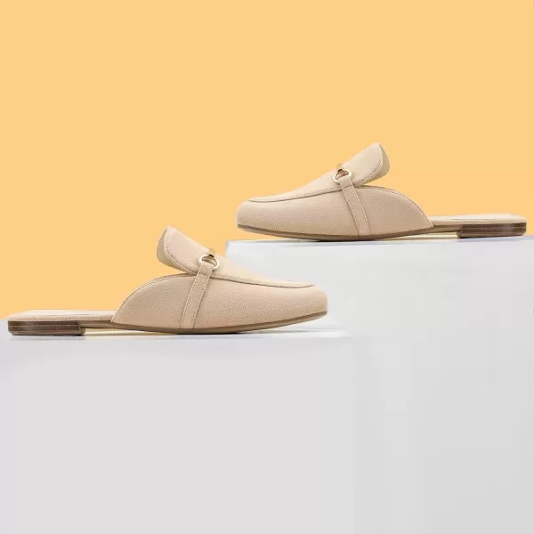 MUSSHOE Mules for Woman Buckle Flats Comfortable Slip on Women Mules Flats Shoes Backless Loafers