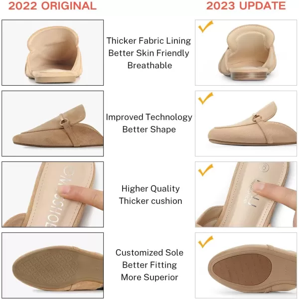 MUSSHOE Mules for Woman Buckle Flats Comfortable Slip on Women Mules Flats Shoes Backless Loafers