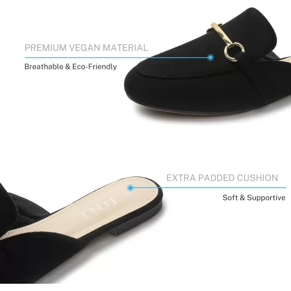 MUSSHOE Mules for Woman Buckle Flats Comfortable Slip on Women Mules Flats Shoes Backless Loafers