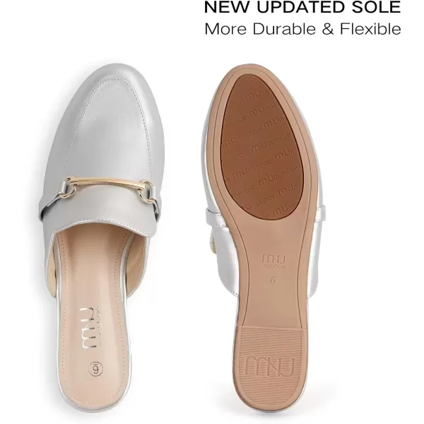 MUSSHOE Mules for Woman Buckle Flats Comfortable Slip on Women Mules Flats Shoes Backless Loafers