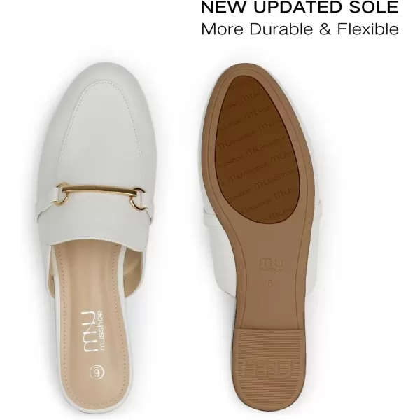 MUSSHOE Mules for Woman Buckle Flats Comfortable Slip on Women Mules Flats Shoes Backless Loafers
