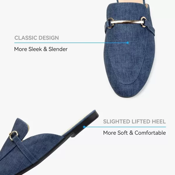 MUSSHOE Mules for Woman Buckle Flats Comfortable Slip on Women Mules Flats Shoes Backless Loafers