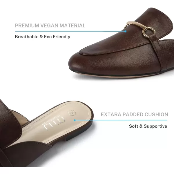 MUSSHOE Mules for Woman Buckle Flats Comfortable Slip on Women Mules Flats Shoes Backless Loafers