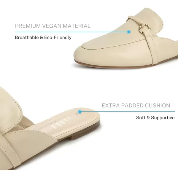 MUSSHOE Mules for Woman Buckle Flats Comfortable Slip on Women Mules Flats Shoes Backless Loafers
