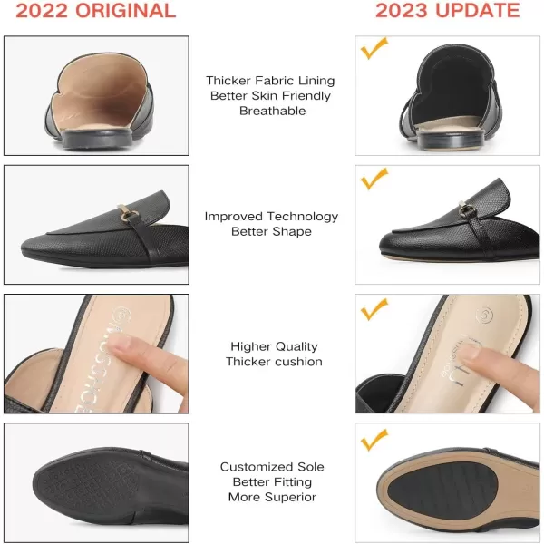 MUSSHOE Mules for Woman Buckle Flats Comfortable Slip on Women Mules Flats Shoes Backless Loafers