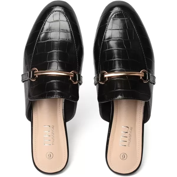 MUSSHOE Mules for Woman Buckle Flats Comfortable Slip on Women Mules Flats Shoes Backless Loafers