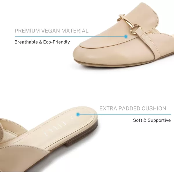 MUSSHOE Mules for Woman Buckle Flats Comfortable Slip on Women Mules Flats Shoes Backless Loafers