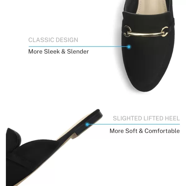 MUSSHOE Mules for Woman Buckle Flats Comfortable Slip on Women Mules Flats Shoes Backless Loafers