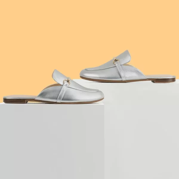 MUSSHOE Mules for Woman Buckle Flats Comfortable Slip on Women Mules Flats Shoes Backless Loafers