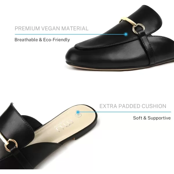 MUSSHOE Mules for Woman Buckle Flats Comfortable Slip on Women Mules Flats Shoes Backless Loafers