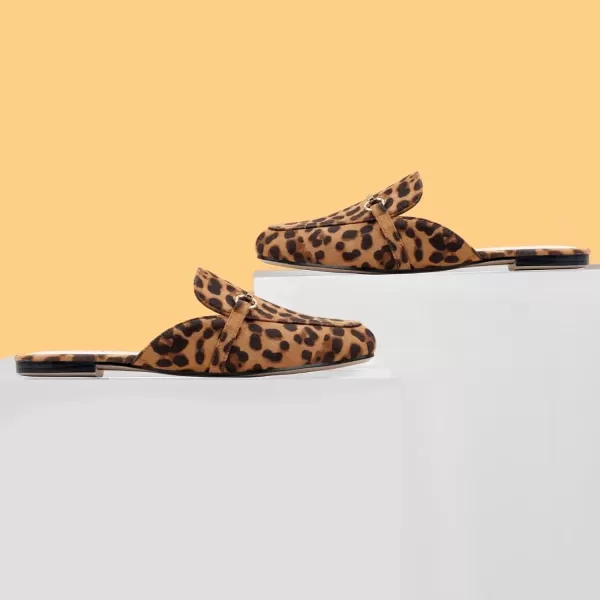 MUSSHOE Mules for Woman Buckle Flats Comfortable Slip on Women Mules Flats Shoes Backless Loafers