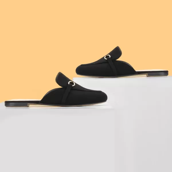 MUSSHOE Mules for Woman Buckle Flats Comfortable Slip on Women Mules Flats Shoes Backless Loafers