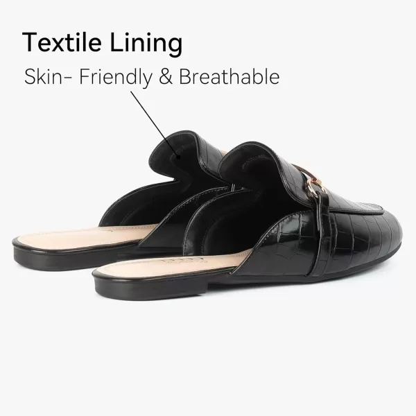 MUSSHOE Mules for Woman Buckle Flats Comfortable Slip on Women Mules Flats Shoes Backless Loafers