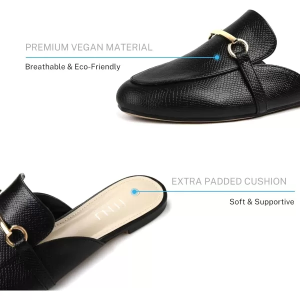 MUSSHOE Mules for Woman Buckle Flats Comfortable Slip on Women Mules Flats Shoes Backless Loafers