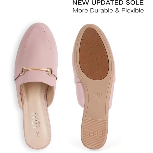 MUSSHOE Mules for Woman Buckle Flats Comfortable Slip on Women Mules Flats Shoes Backless Loafers