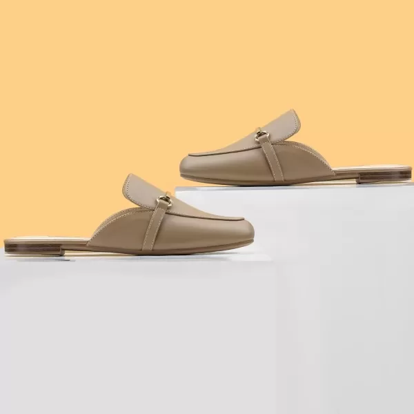 MUSSHOE Mules for Woman Buckle Flats Comfortable Slip on Women Mules Flats Shoes Backless Loafers