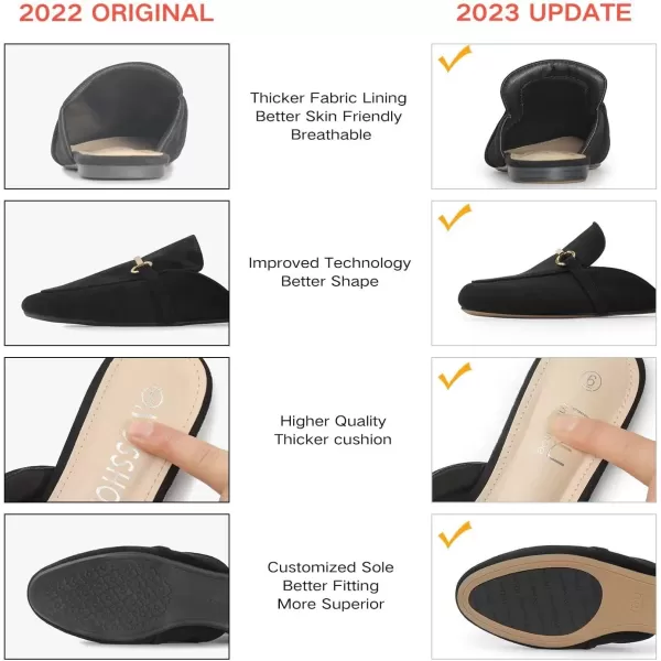MUSSHOE Mules for Woman Buckle Flats Comfortable Slip on Women Mules Flats Shoes Backless Loafers