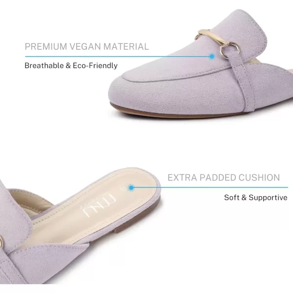 MUSSHOE Mules for Woman Buckle Flats Comfortable Slip on Women Mules Flats Shoes Backless Loafers