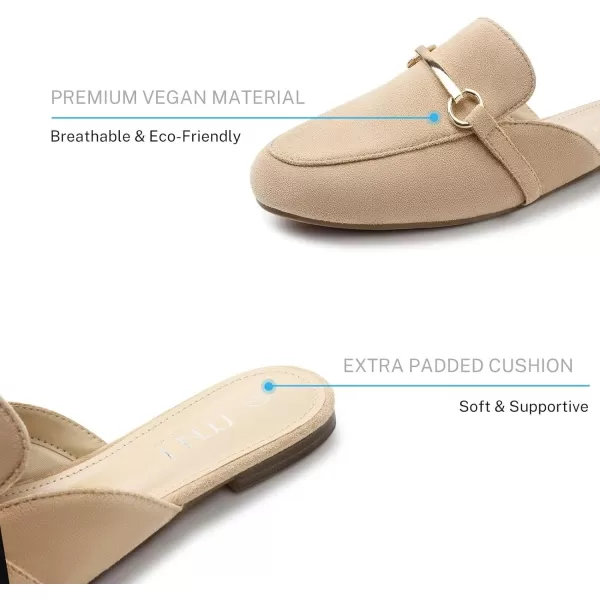 MUSSHOE Mules for Woman Buckle Flats Comfortable Slip on Women Mules Flats Shoes Backless Loafers